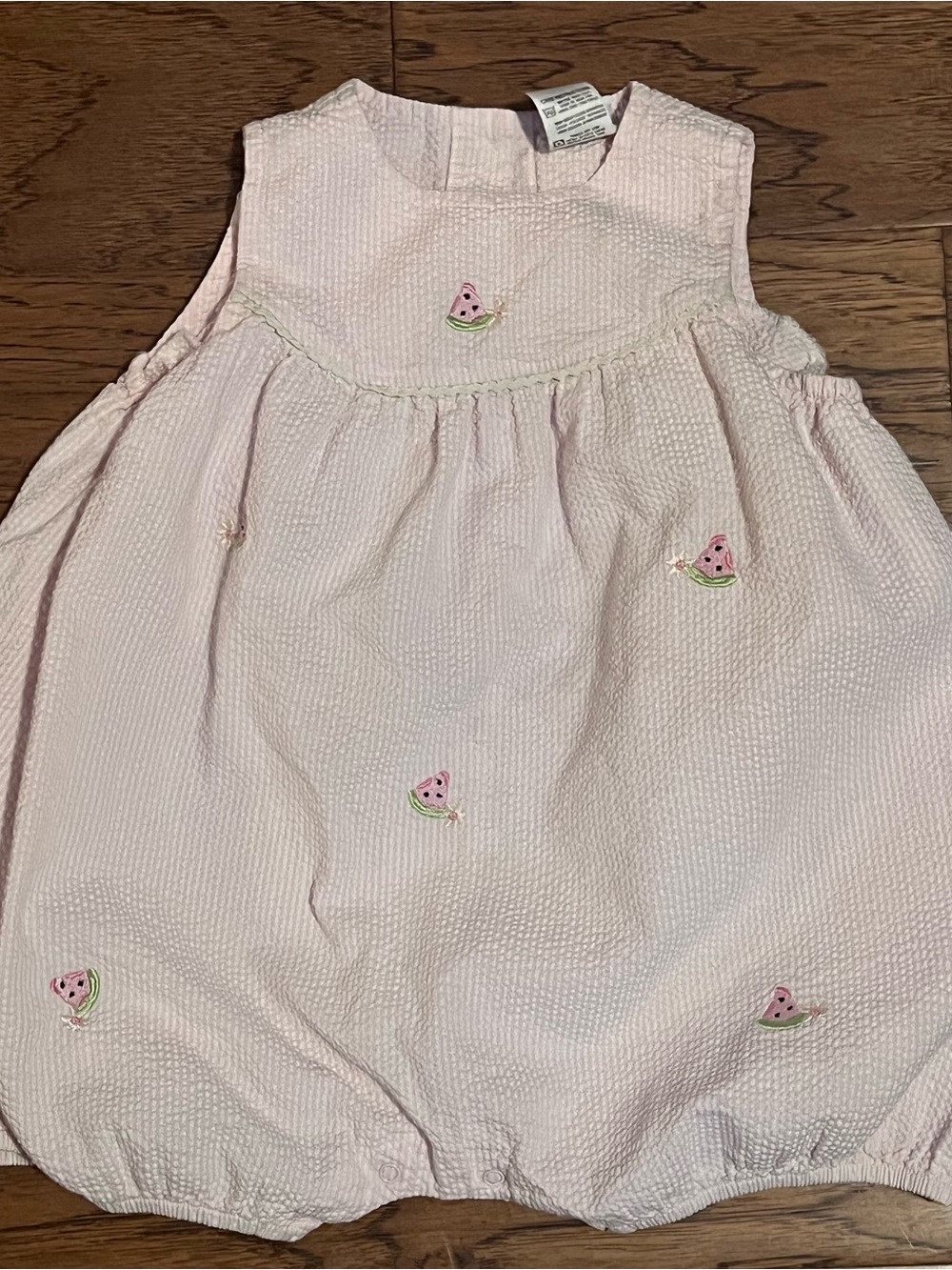 Little Me Light Pink Textured Baby Romper with Blue Logo Tag